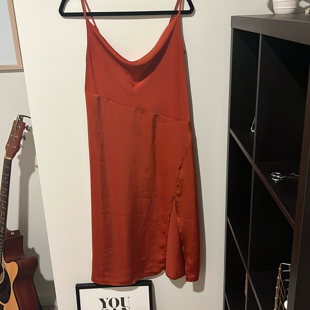 Orange slip midi dress